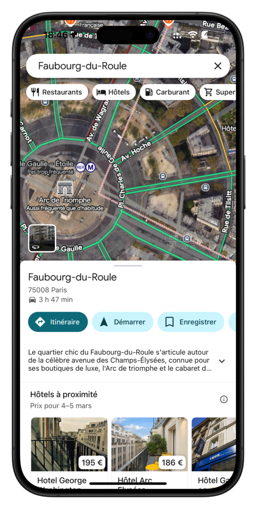 Capture écran Google Maps application iOS