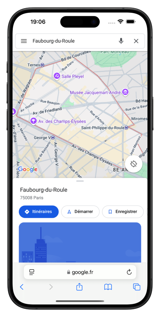 Capture écran Google Maps site iOS