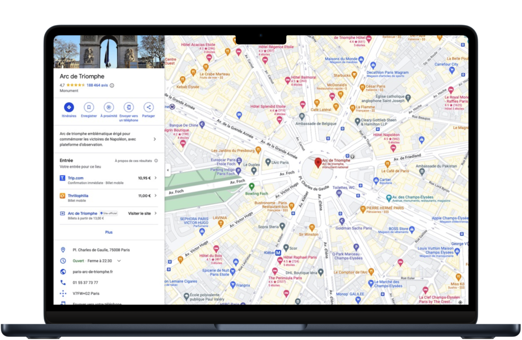 Capture écran Google Maps site macOS