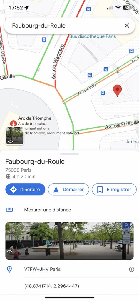 Capture écran Google Maps application iOS