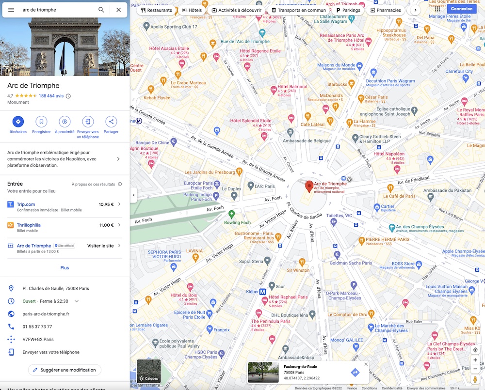 Capture écran Google Maps site macOS
